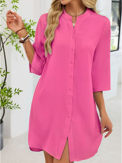 Casual Button-Down Shirt Dress The Nichole Collection