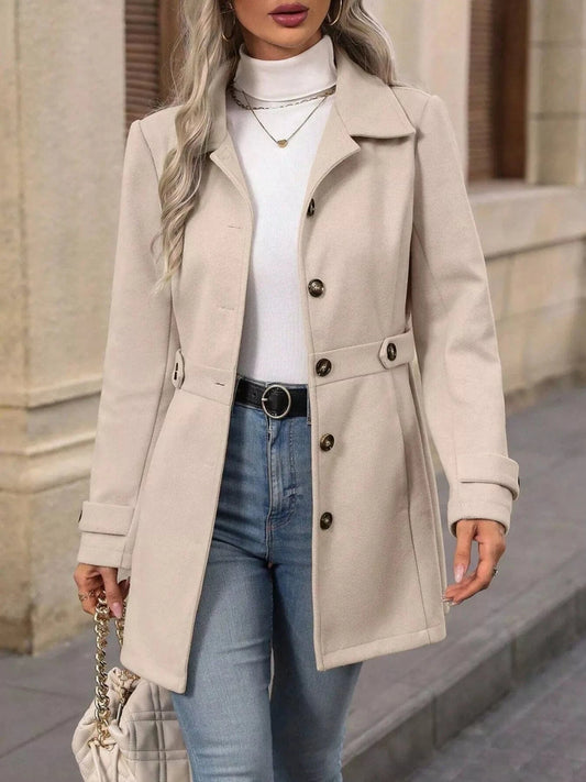 Casual & Classy Button-Up Long Sleeve Coat Jackets Apricot / S The Nichole Collection