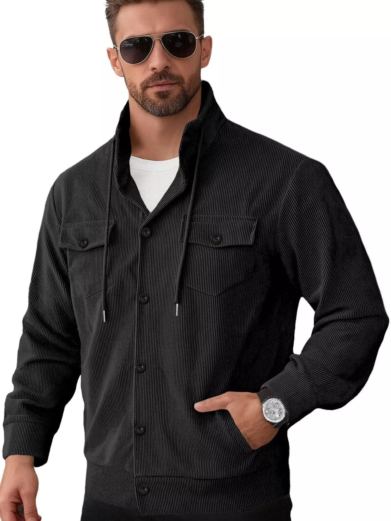 Casual Corduroy Button-Down Jacket | The Nichole Collection