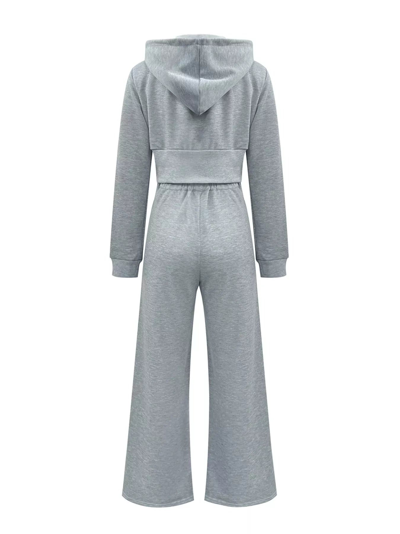 Casual Cropped Hoodie and Wide Leg Pants Set Women's Sets The Nichole Collection