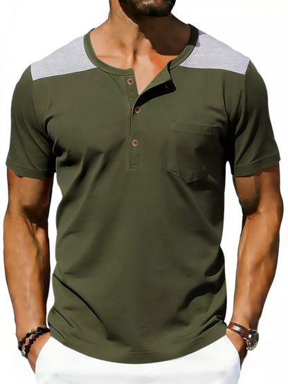 Casual Henley T-Shirt with Pocket | The Nichole Collection