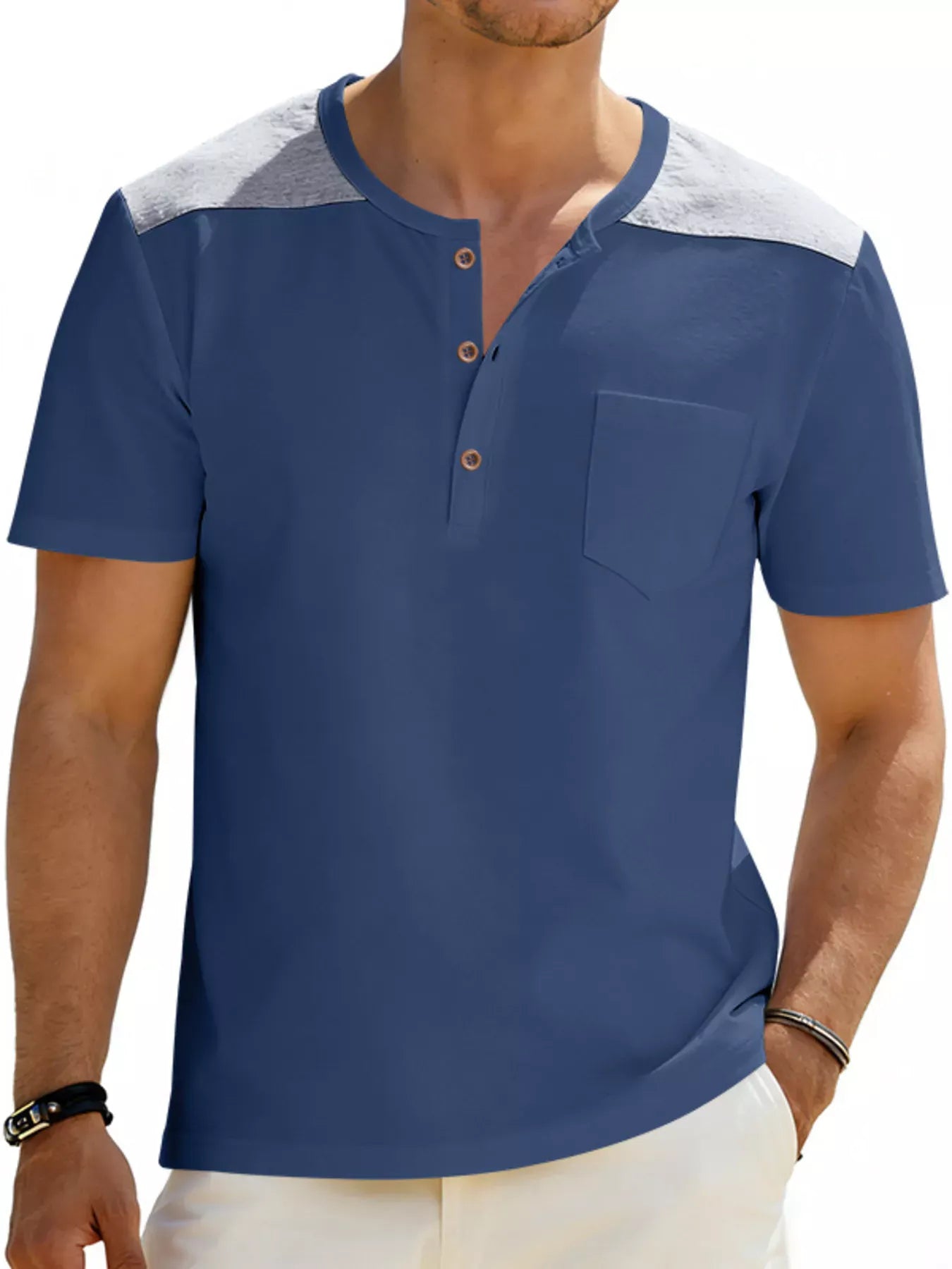 Casual Henley T-Shirt with Pocket | The Nichole Collection