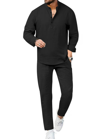 Casual Long Sleeve Shirt and Pants Set | The Nichole Collection
