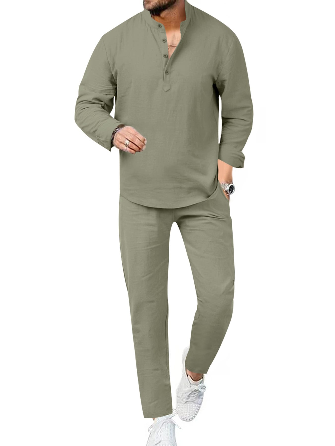 Casual Long Sleeve Shirt and Pants Set | The Nichole Collection