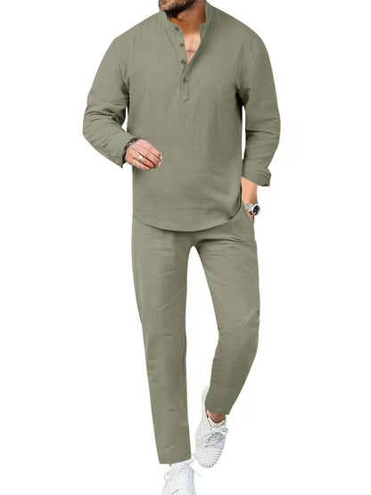 Casual Long Sleeve Shirt and Pants Set | The Nichole Collection