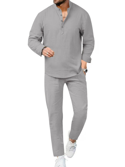 Casual Long Sleeve Shirt and Pants Set | The Nichole Collection