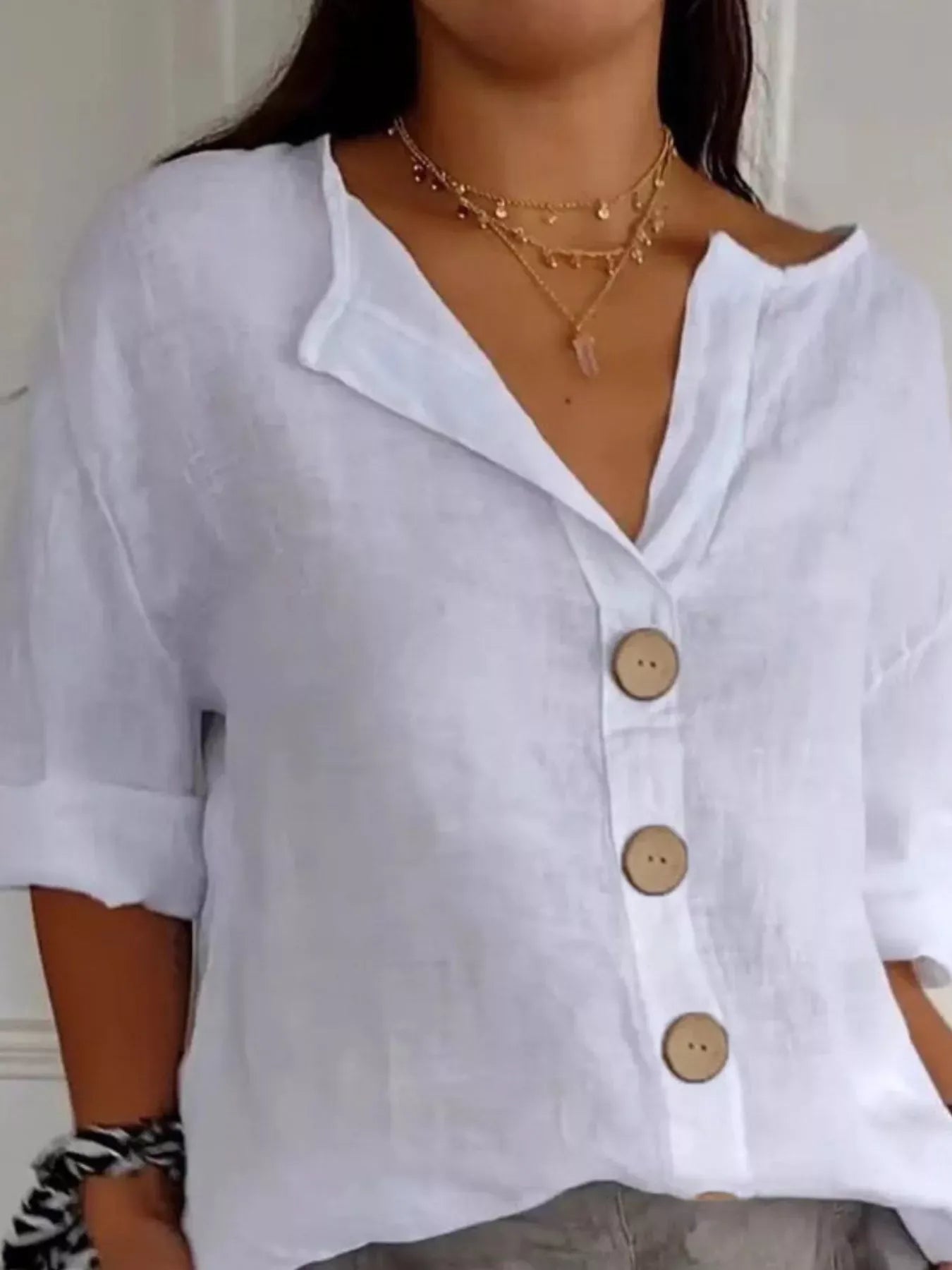 Casual Loose Button-Down Shirt The Nichole Collection