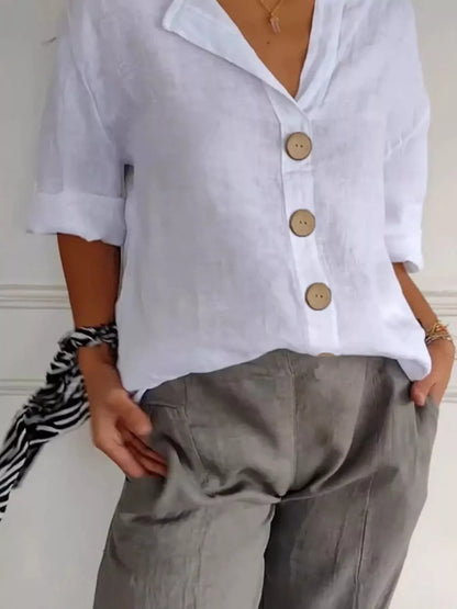 Casual Loose Button-Down Shirt The Nichole Collection