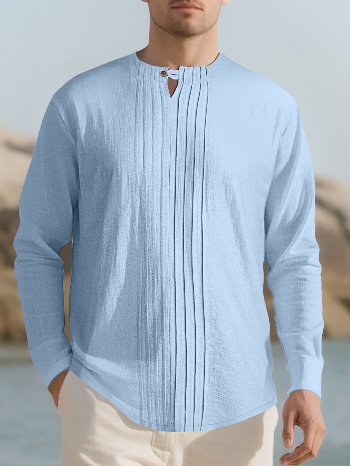 Casual Pleated Long Sleeve Blouse | The Nichole Collection