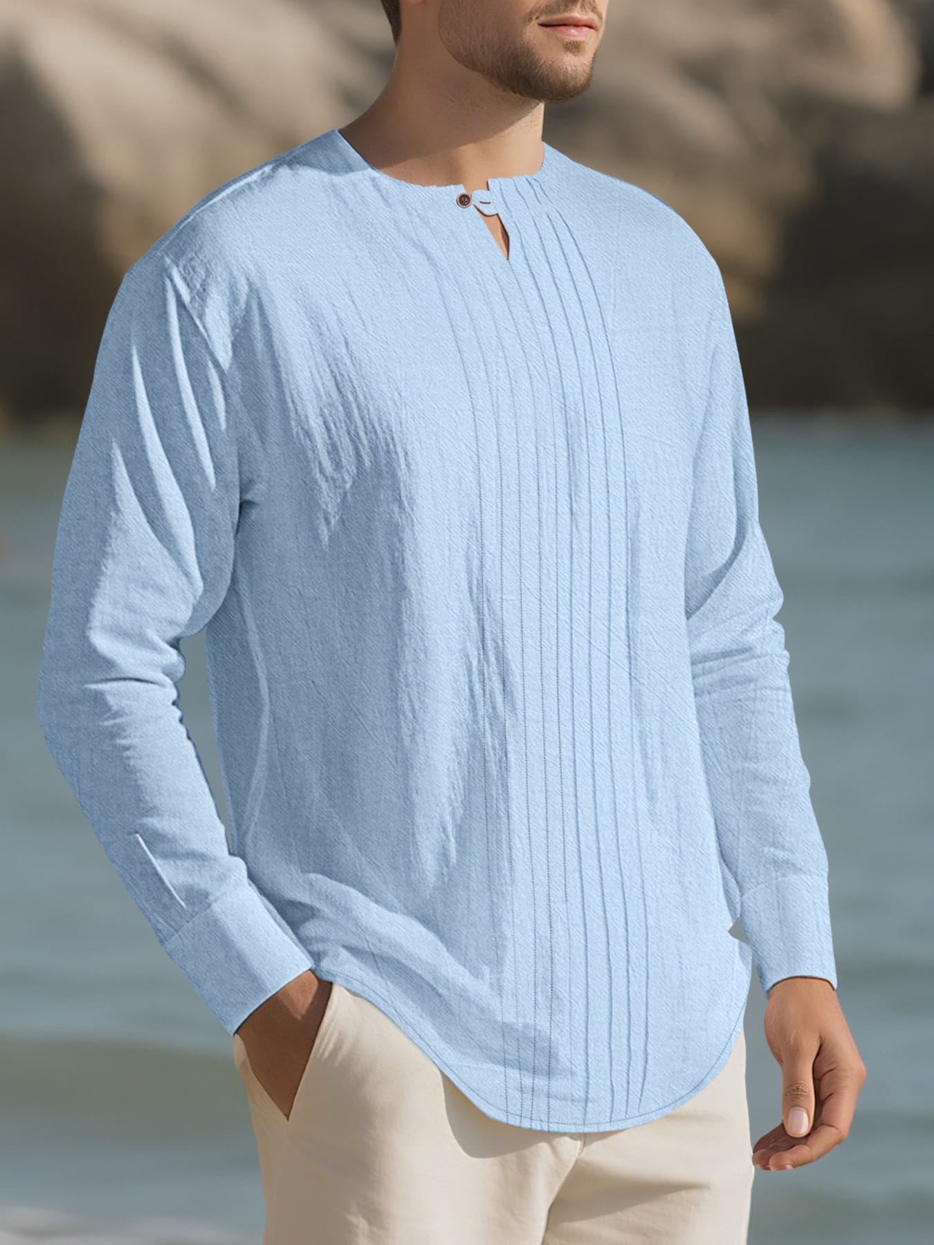 Casual Pleated Long Sleeve Blouse | The Nichole Collection