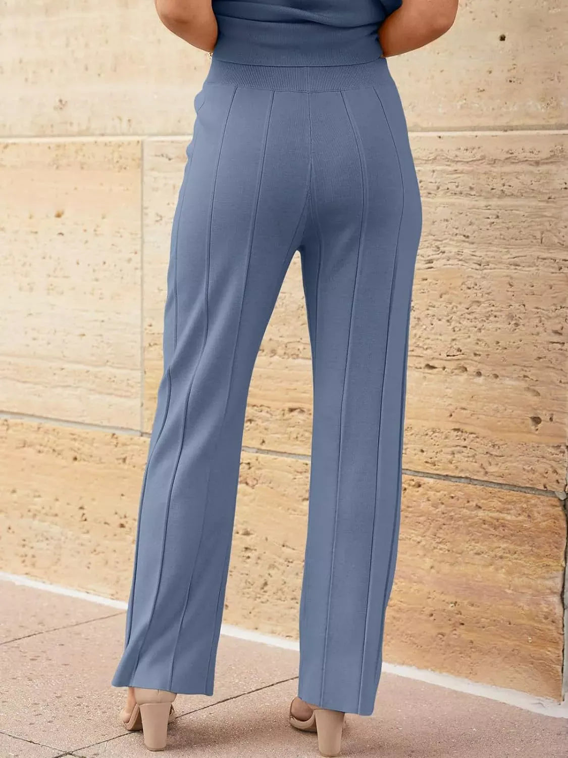 Casual Solid Color Cap Sleeve Top and Pants Knit Set The Nichole Collection - Official Site