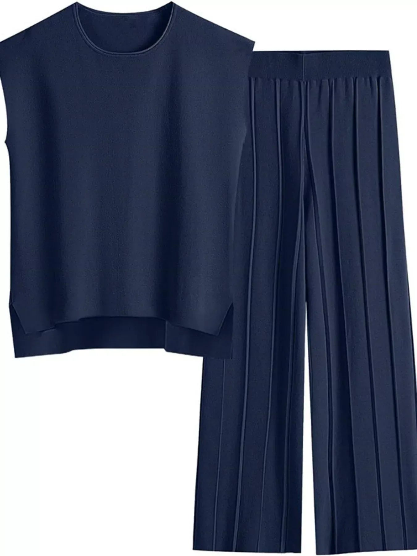 Casual Solid Color Cap Sleeve Top and Pants Knit Set The Nichole Collection - Official Site