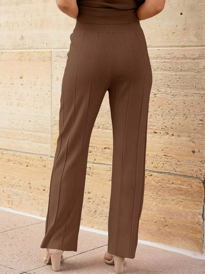 Casual Solid Color Cap Sleeve Top and Pants Knit Set The Nichole Collection - Official Site