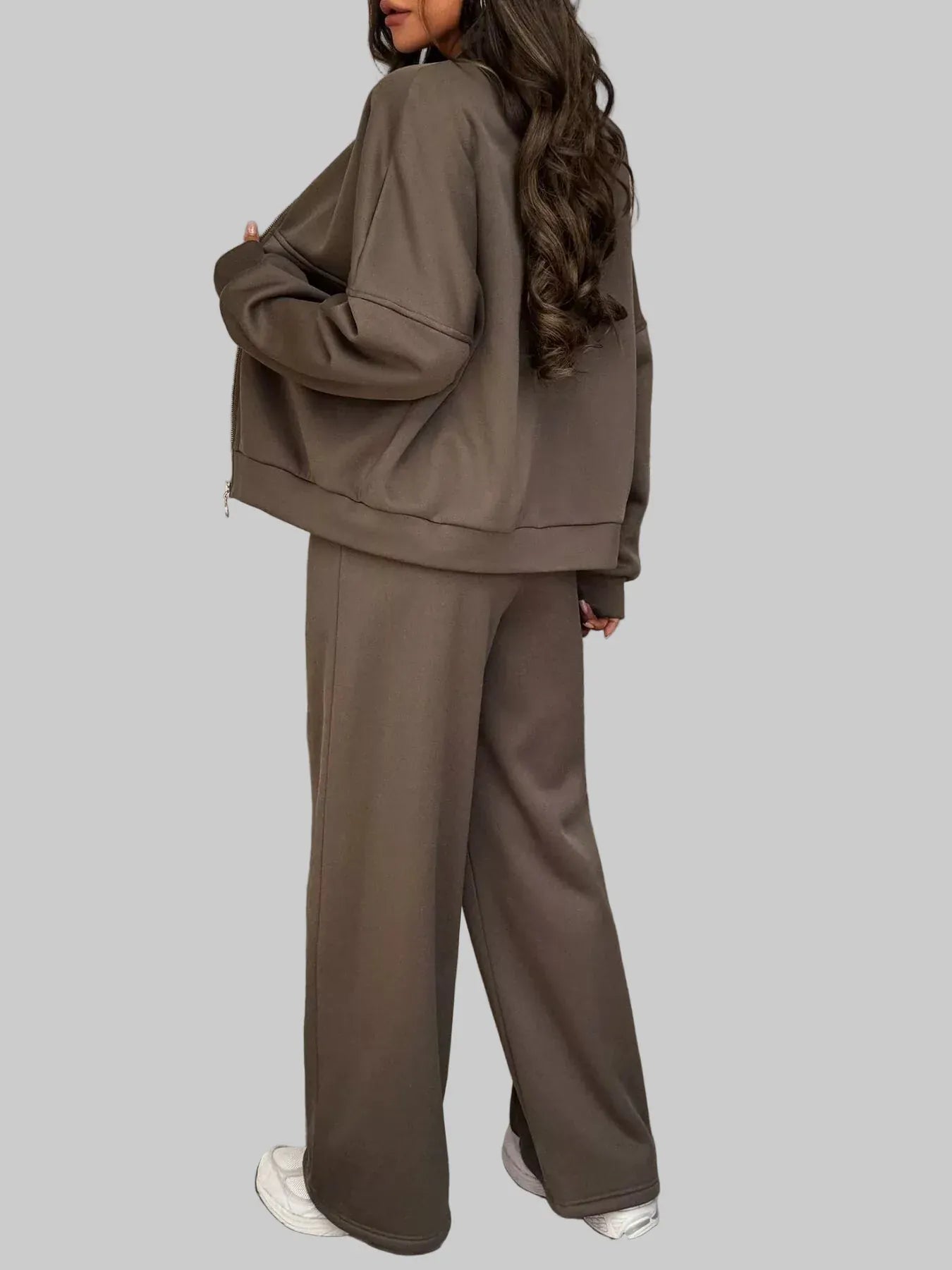 Casual Zipper Front Top and Wide Leg Pants Set Women's Sets The Nichole Collection