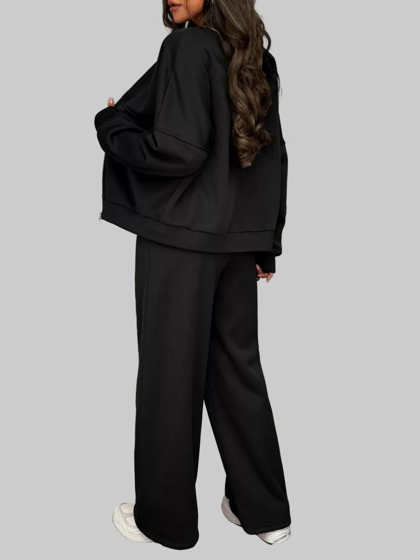 Casual Zipper Front Top and Wide Leg Pants Set Women's Sets The Nichole Collection