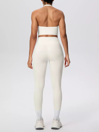 Halter-Neck Crop Top and High-Waisted Leggings Active Set The Nichole Collection - Official Site