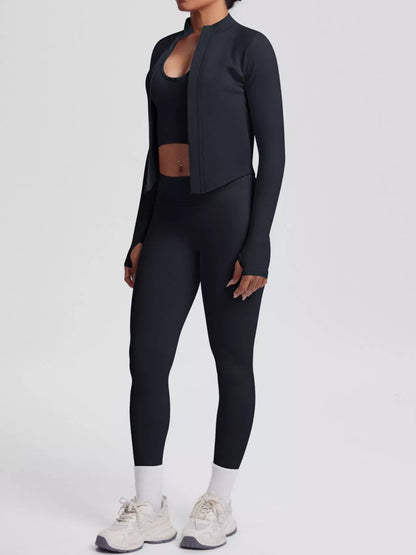 Tank, Zip-Up Jacket and Leggings Active Set The Nichole Collection - Official Site