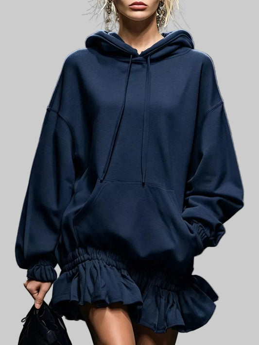 HOODED SWEATSHIRT RUFFLED MINI DRESS The Nichole Collection - Official Site