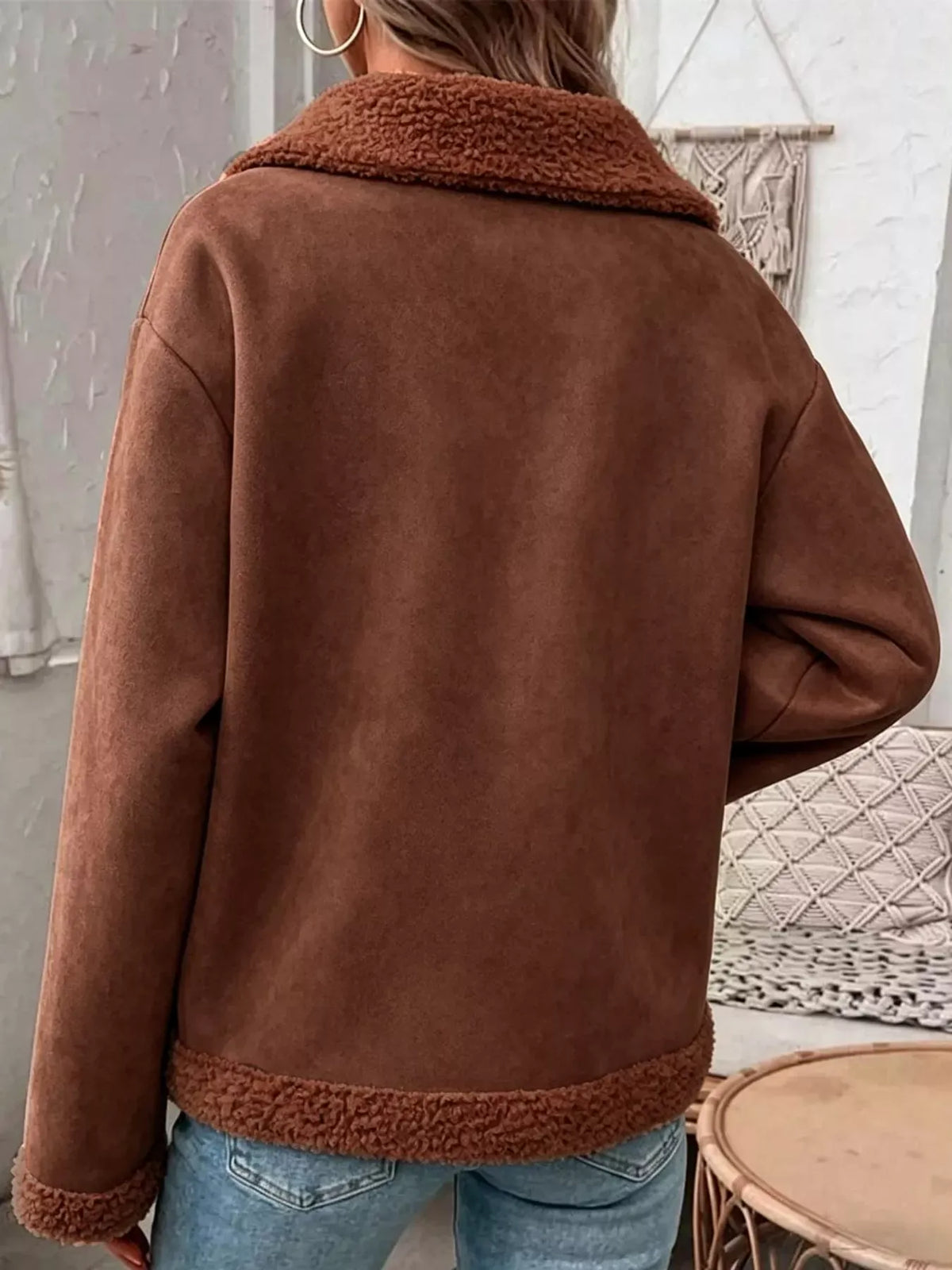 Cashmere-Blend Suede Sherpa Jacket The Nichole Collection