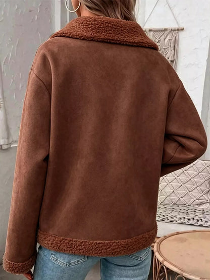Cashmere-Blend Suede Sherpa Jacket The Nichole Collection