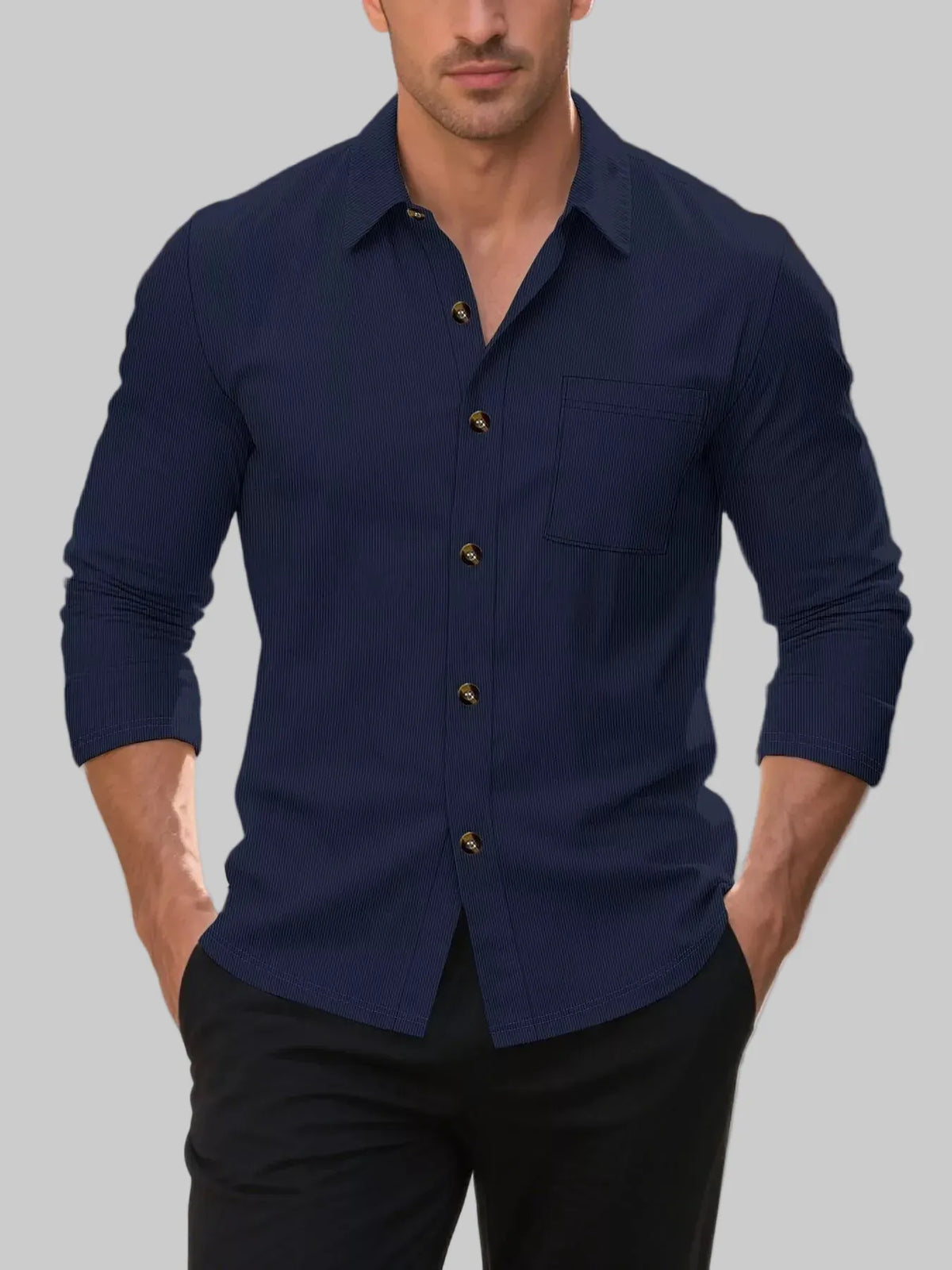 Men's Casual Button-Up Long-Sleeve Shirt The Nichole Collection