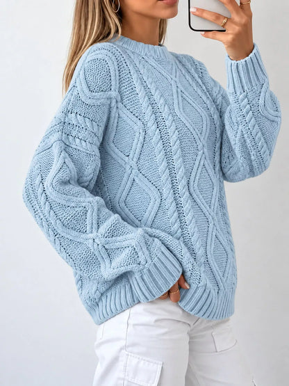 Cable-Knit Round-Neck Sweater The Nichole Collection
