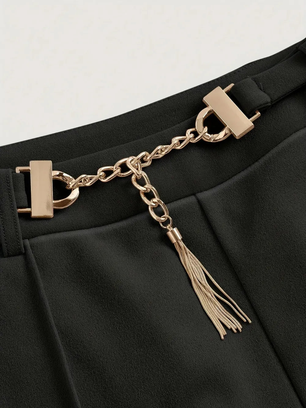 Chain Detail High Waist Pants Dress Pants The Nichole Collection