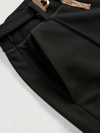 Chain Detail High Waist Pants Dress Pants The Nichole Collection