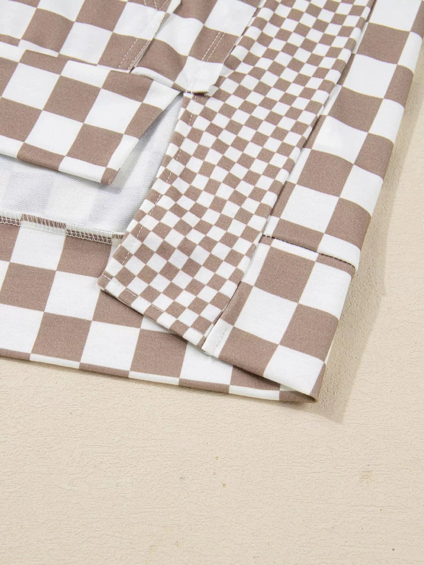 Checkered Pattern Oversized Drawstring Hoodie Hoodies The Nichole Collection