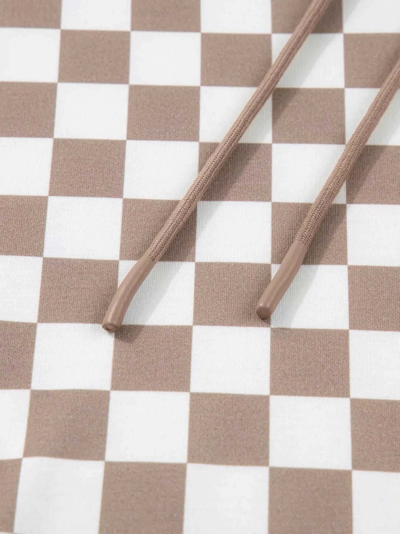 Checkered Pattern Oversized Drawstring Hoodie Hoodies The Nichole Collection