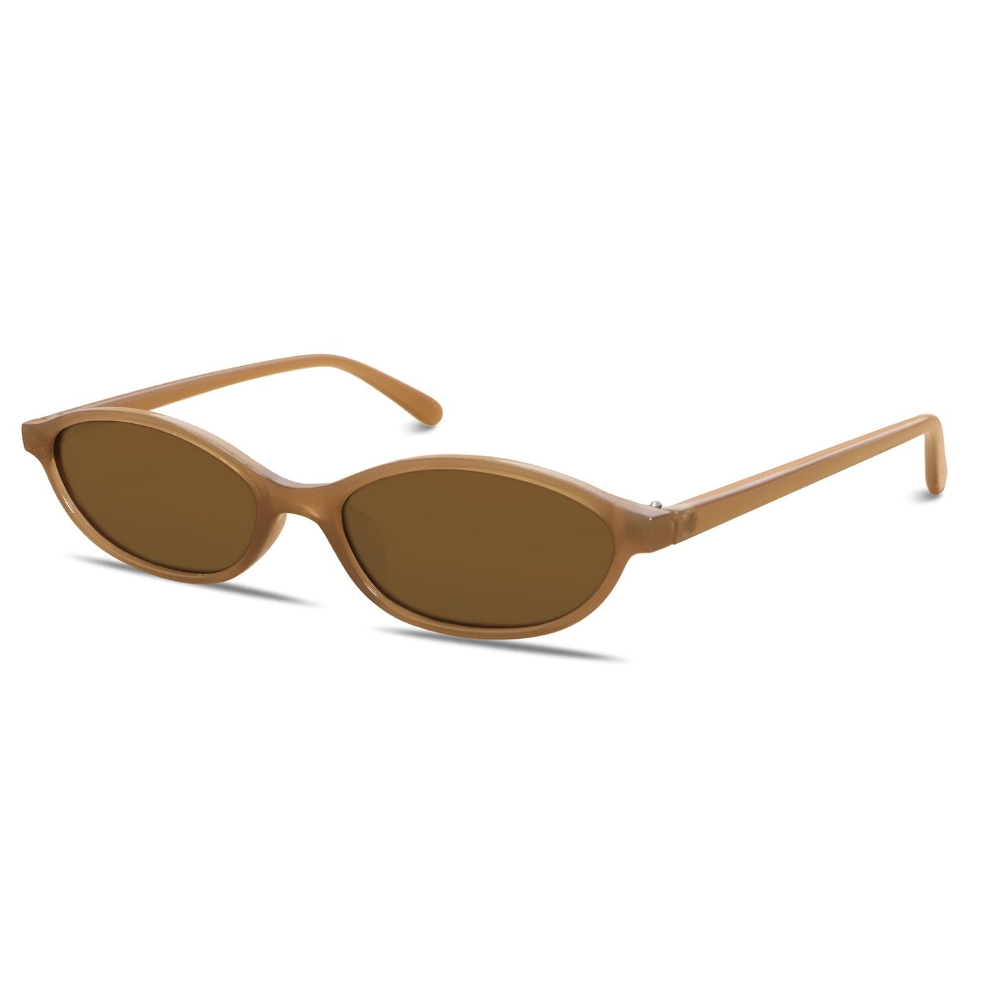 Chic Cat Eye 90s Lightweight Narrow Sun Glasses 50 Millimeters / Olive Frame - Brown Lens The Nichole Collection