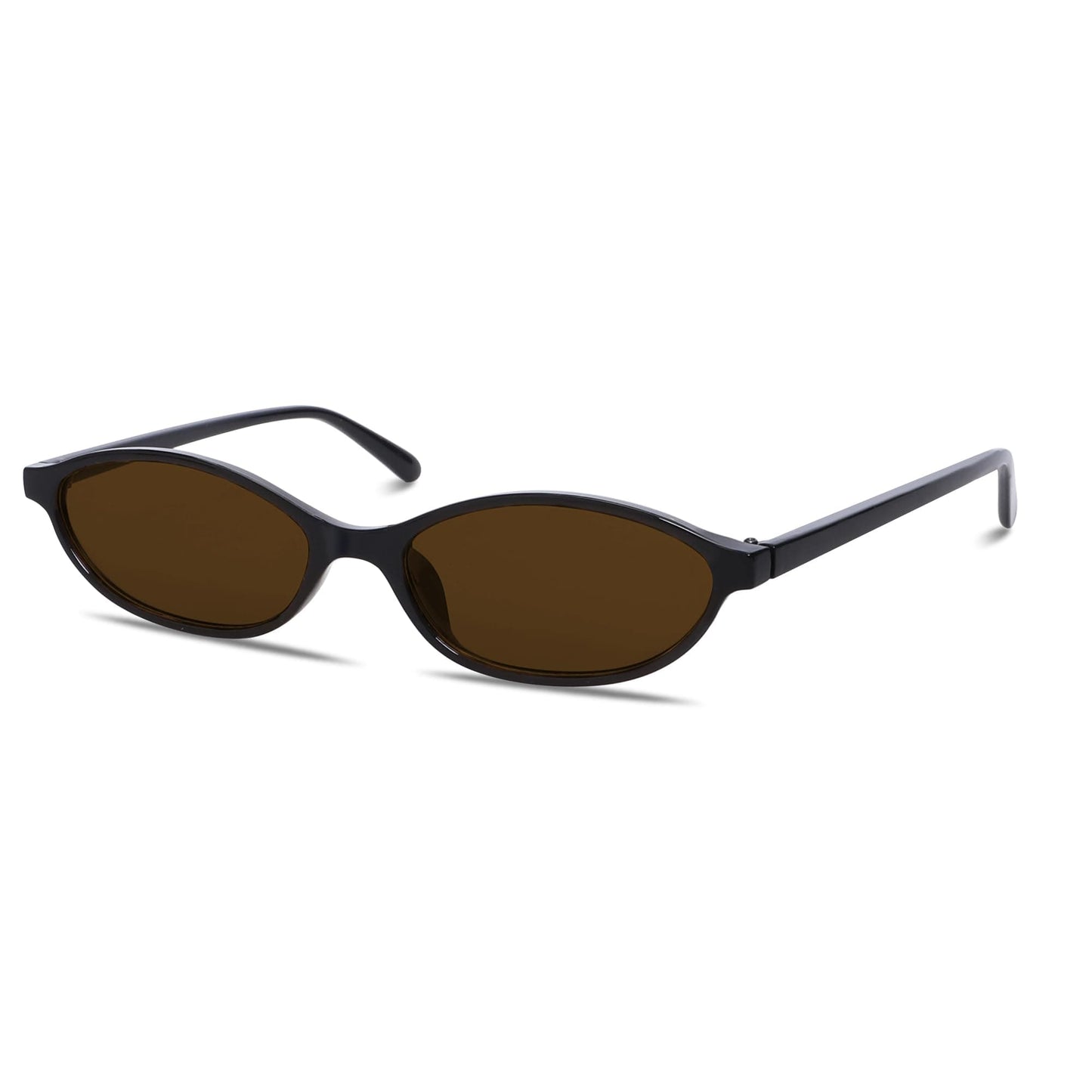 Chic Cat Eye 90s Lightweight Narrow Sun Glasses 50 Millimeters / Black Frame - Brown Lens The Nichole Collection