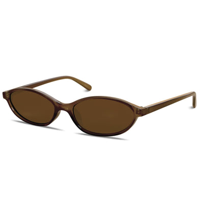 Chic Cat Eye 90s Lightweight Narrow Sun Glasses 50 Millimeters / Brown Frame - Brown Lens The Nichole Collection