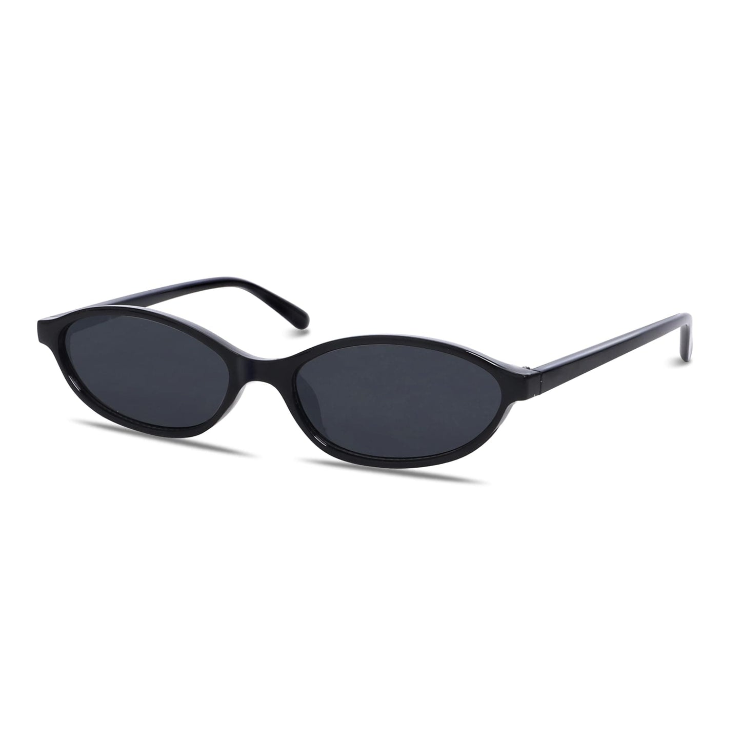 Chic Cat Eye 90s Lightweight Narrow Sun Glasses 50 Millimeters / Black Frame - Black Lens The Nichole Collection