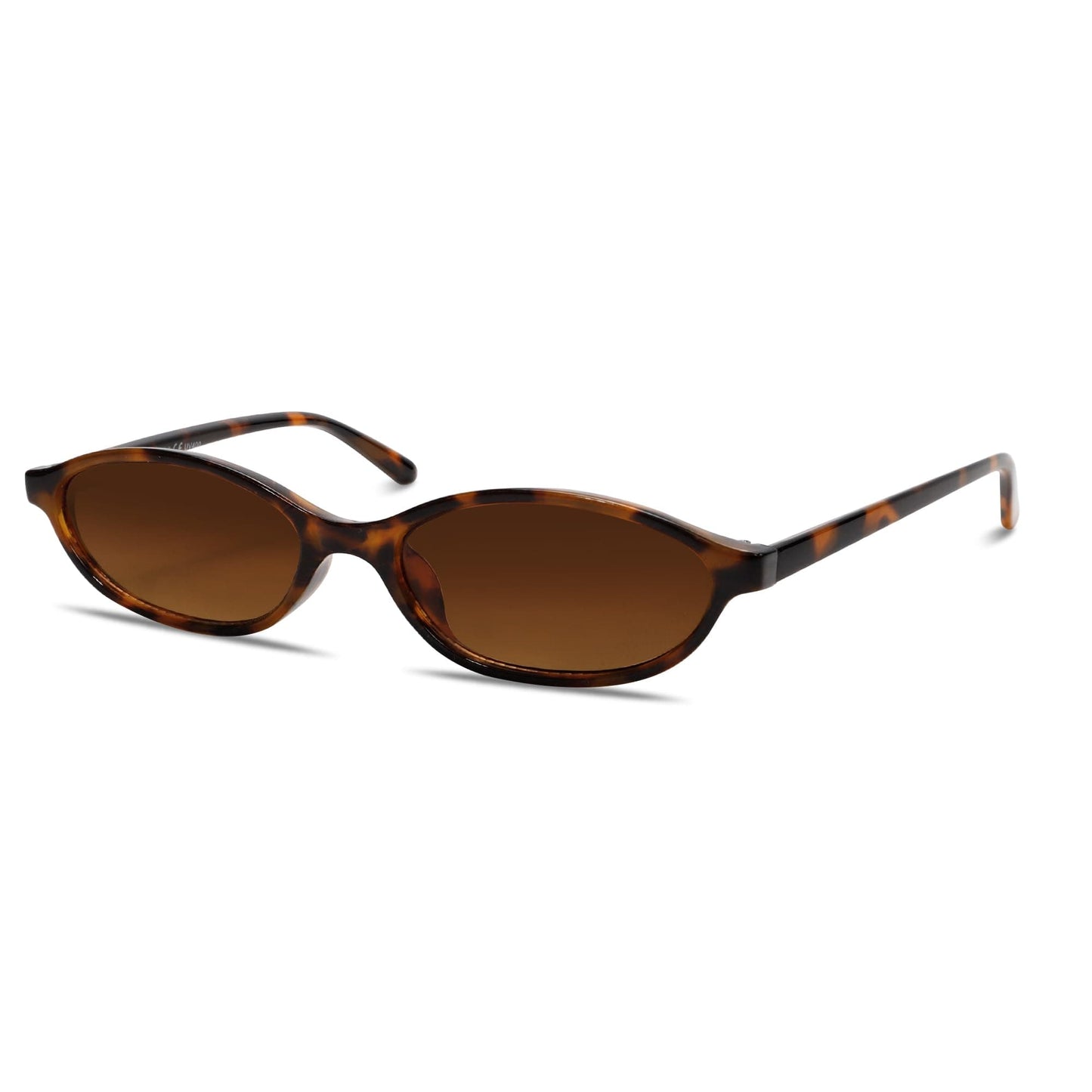 Chic Cat Eye 90s Lightweight Narrow Sun Glasses 50 Millimeters / Leopard Frame - Brown Lens The Nichole Collection