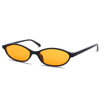 Chic Cat Eye 90s Lightweight Narrow Sun Glasses 50 Millimeters / Black Frame - Orange Lens The Nichole Collection