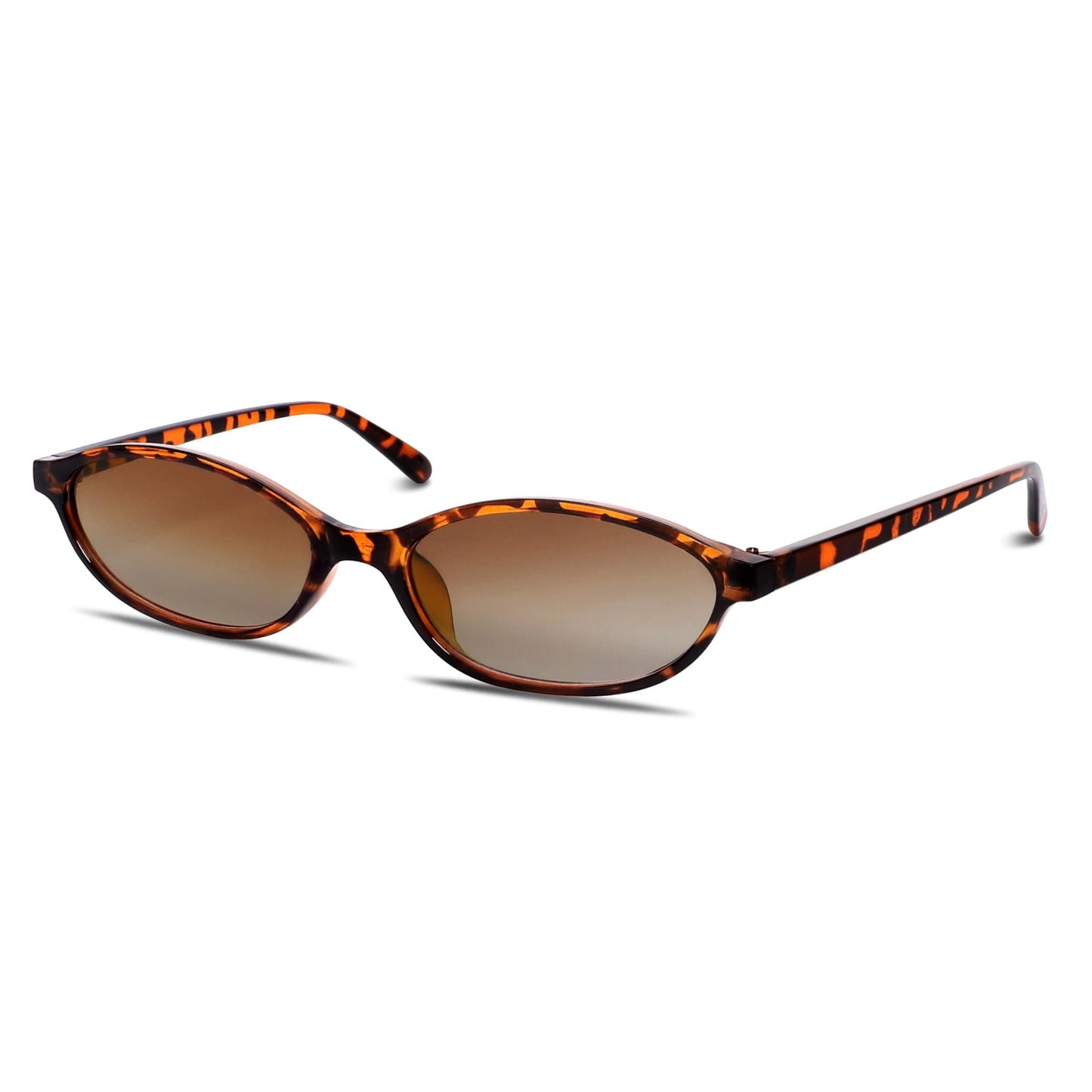 Chic Cat Eye 90s Lightweight Narrow Sun Glasses 50 Millimeters / Tortoise Frame - Gradient Brown Lens The Nichole Collection