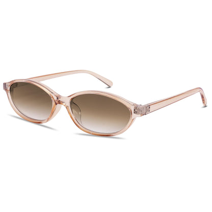 Chic Cat Eye 90s Lightweight Narrow Sun Glasses 50 Millimeters / Champagne Frame - Gradient Brown Lens The Nichole Collection