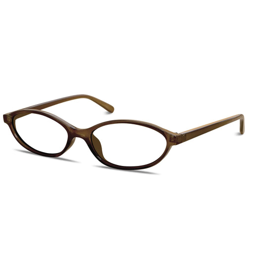 Chic Cat Eye 90s Lightweight Narrow Sun Glasses 50 Millimeters / Brown Frame - Blue Light Block Lens The Nichole Collection