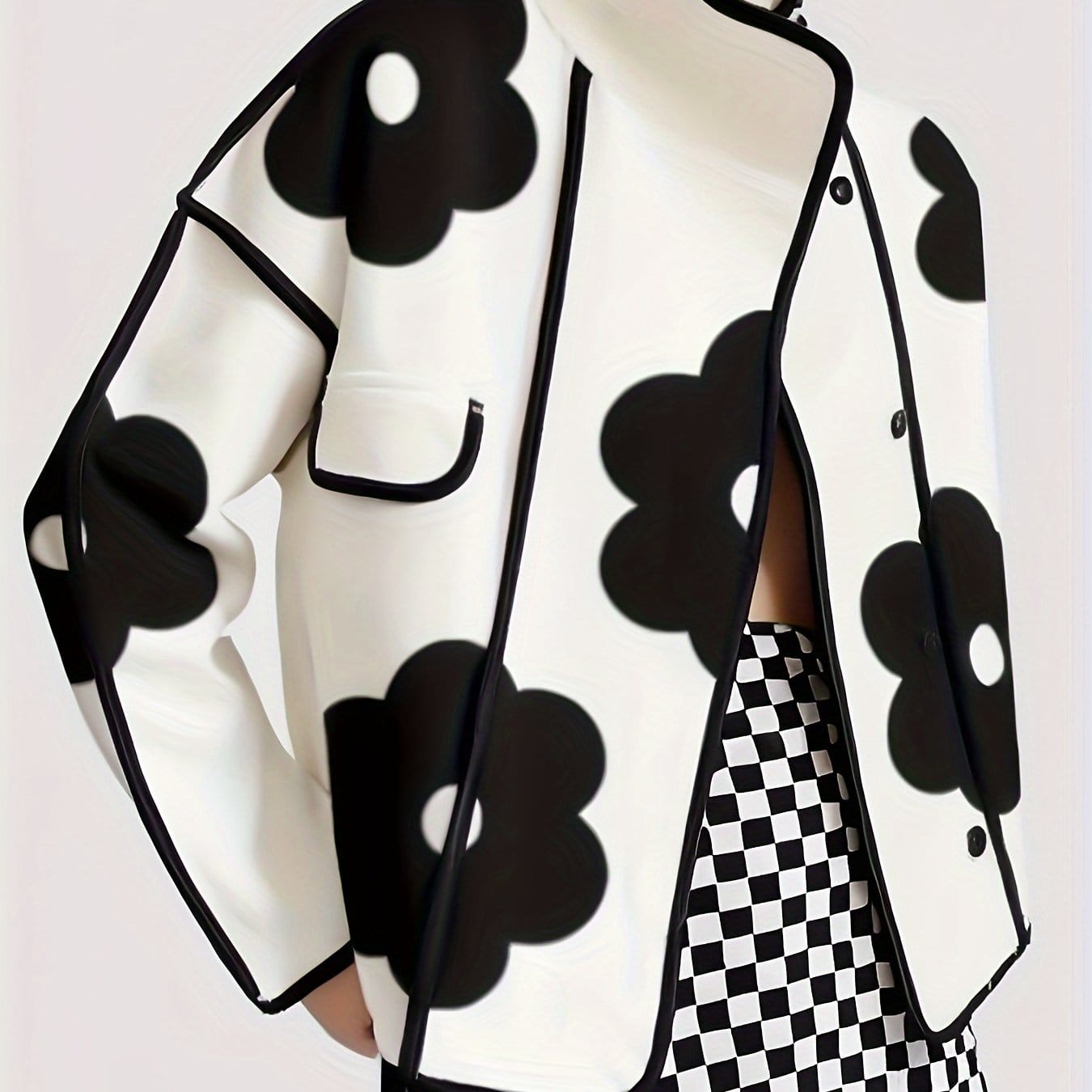 Chic Checkered Floral Jacket Jackets The Nichole Collection