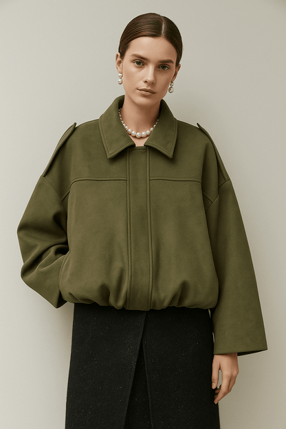 Chic Lapel Neck Long Sleeve Bomber Jacket Jackets The Nichole Collection