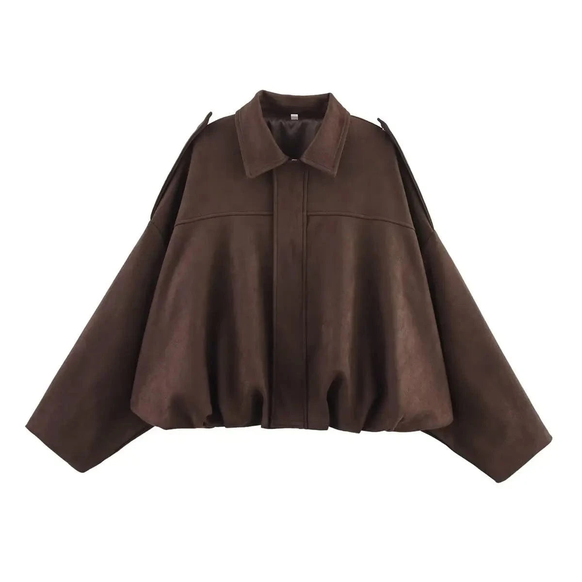 Chic Lapel Neck Long Sleeve Bomber Jacket Jackets Coffee / S The Nichole Collection