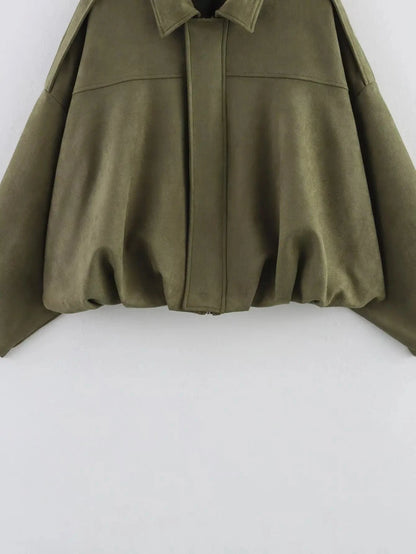Chic Lapel Neck Long Sleeve Bomber Jacket Jackets The Nichole Collection