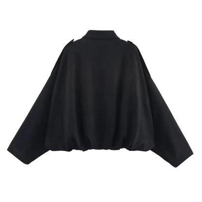 Chic Lapel Neck Long Sleeve Bomber Jacket Jackets The Nichole Collection