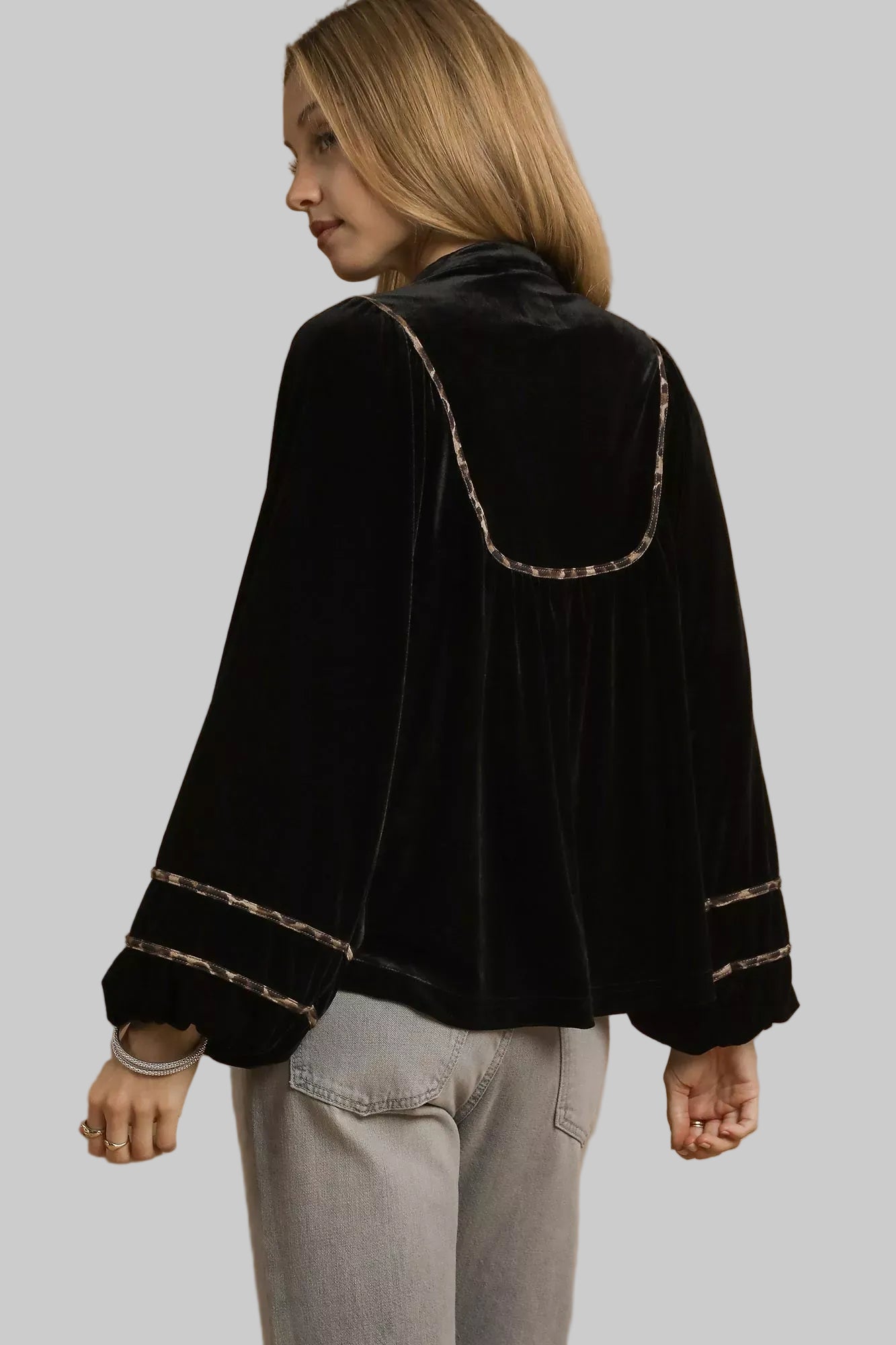 Chic Velvet Top with Signature Contrast Detailing The Nichole Collection