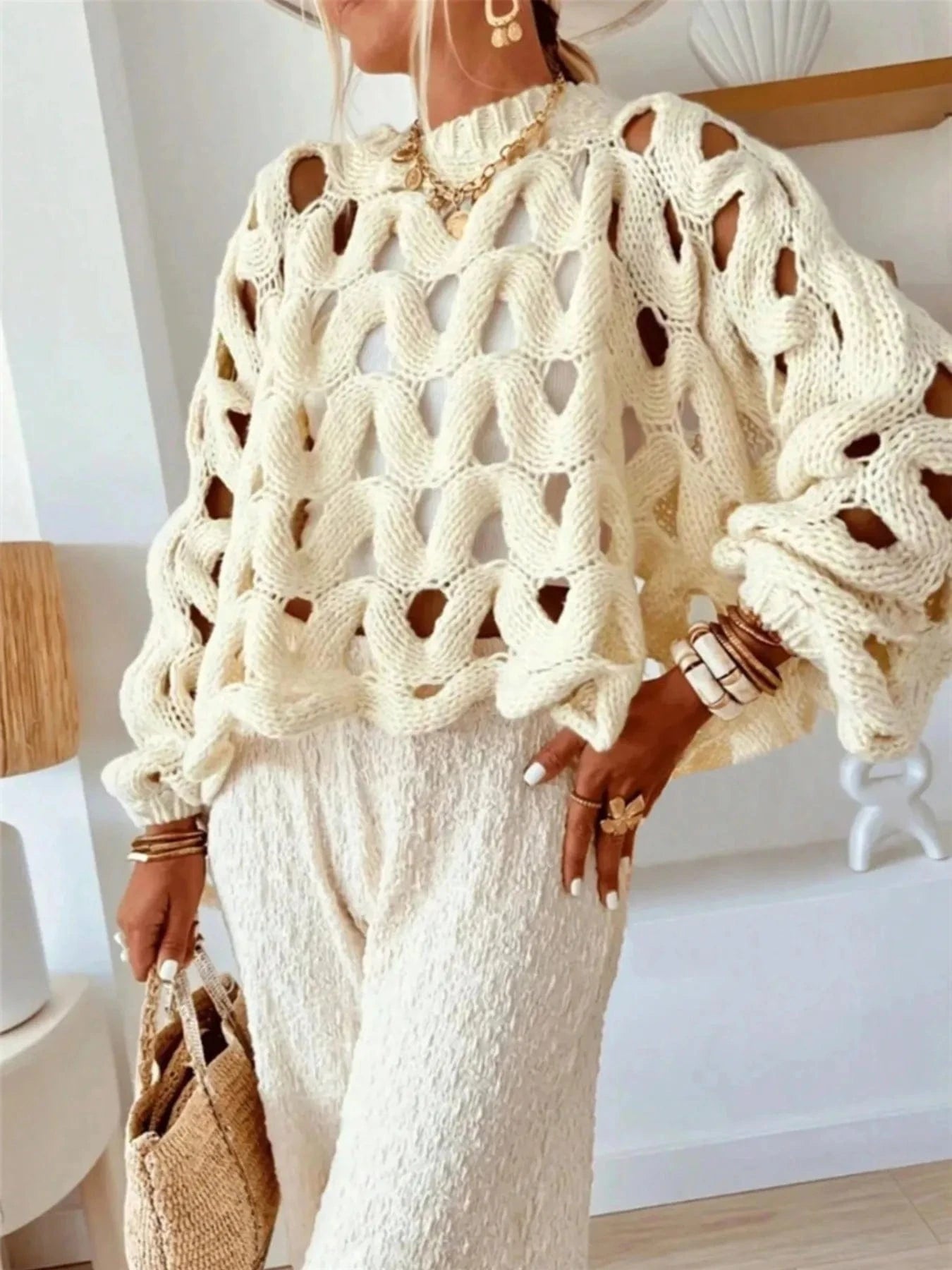 Chunky Cable Knit Hollow Out Sweater Sweaters The Nichole Collection