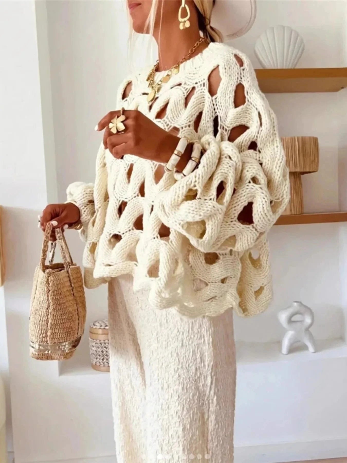 Chunky Cable Knit Hollow Out Sweater Sweaters The Nichole Collection