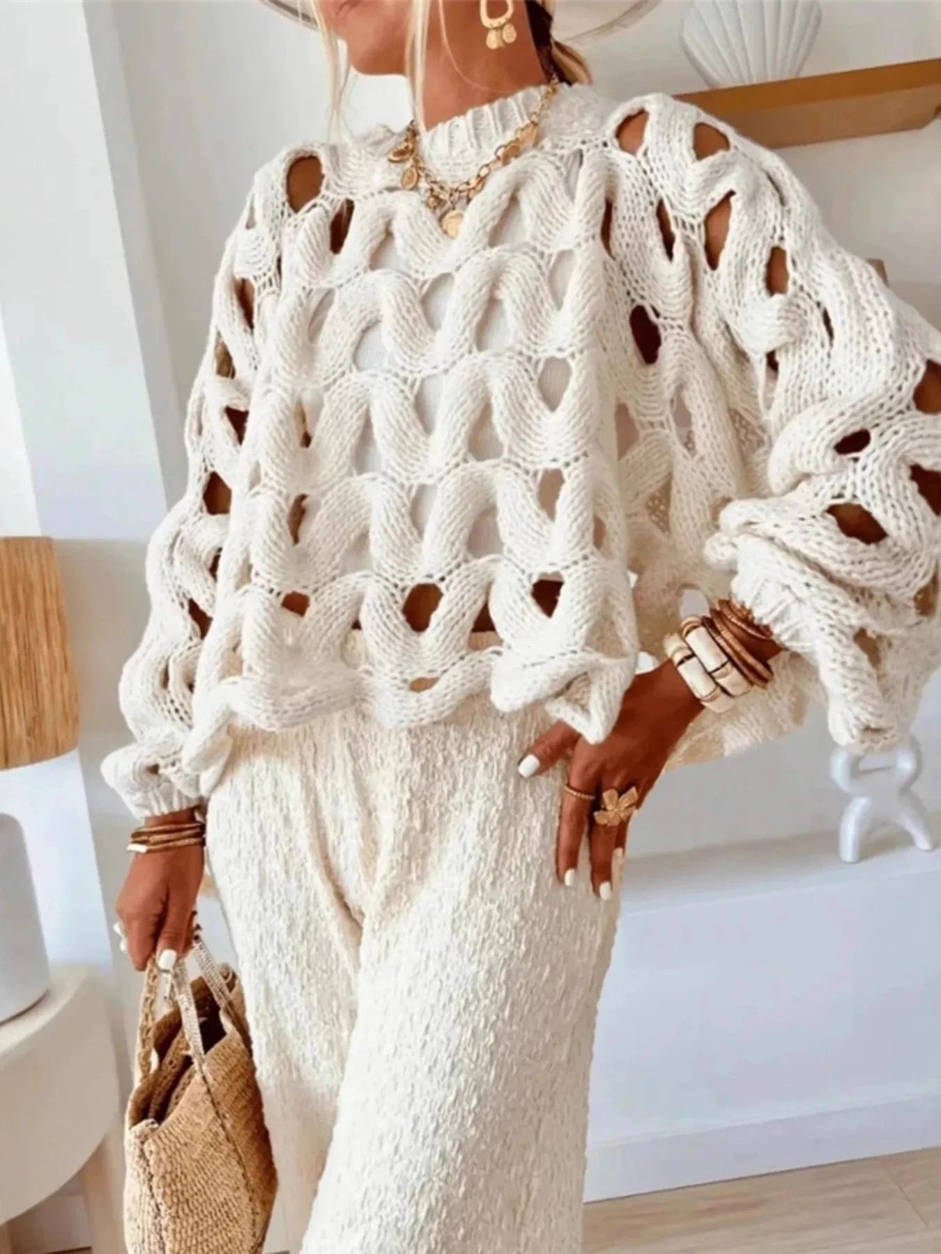 Chunky Cable Knit Hollow Out Sweater Sweaters The Nichole Collection