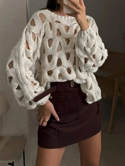 Chunky Cable Knit Hollow Out Sweater Sweaters The Nichole Collection