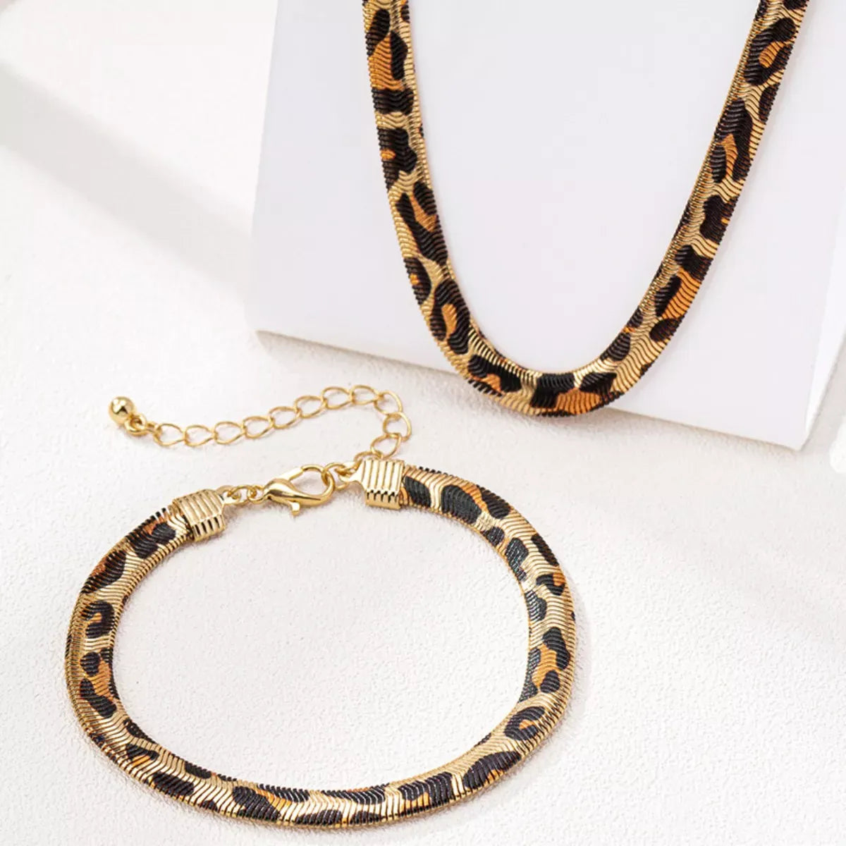 Chunky Leopard Necklace and Bracelet Jewelry Set Leopard / One Size The Nichole Collection